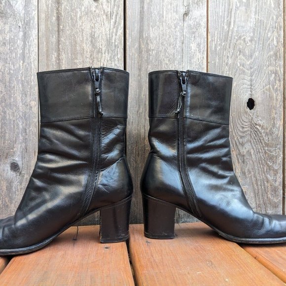 Salvatore Ferragamo Black Leather Boots, Mid-Calf, Size 4.5 - Picture 3 of 10